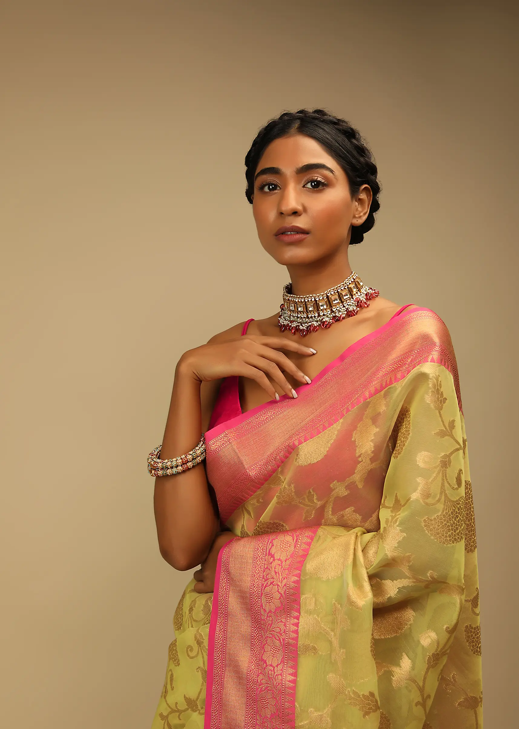 celery_green_saree_in_organza_silk_with_golden_brocade_woven2