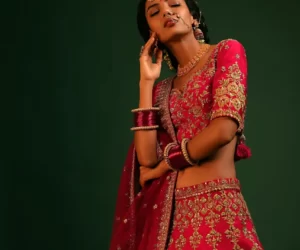 scarlet-red-lehenga-choli-in-raw-silk-with-zardosi-k005